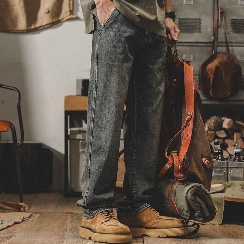 Jay Reynolds Classic Retro Jeans Men Loose Straight Yellow Mud Dyed Old Pants Men Spring And Autumn
