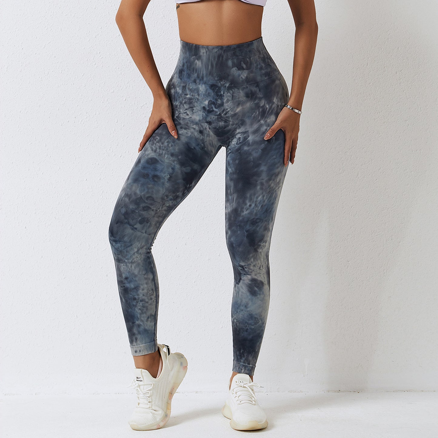 Tie Dye Seamless High Waist Yoga Pants Women's Tight Running Pants Quick Dry Peach Hip Lift Fitness Pants