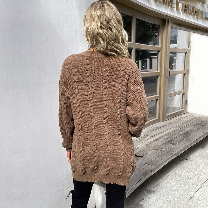 Autumn and Winter New Fashion Women's Long Sleeve Twist Sweater Cardigan: Cozy and Stylish Outerwear for Every Occasion