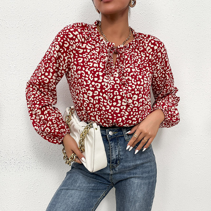Fashion Women's New Spring New Splicing Leopard Print Long Sleeve Women's Jumpsuit