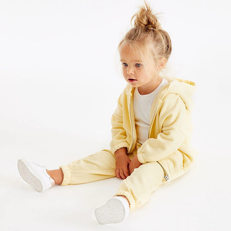 New Hoodie Girls Set Home Hooded Children's Set Autumn Pure Cotton Set