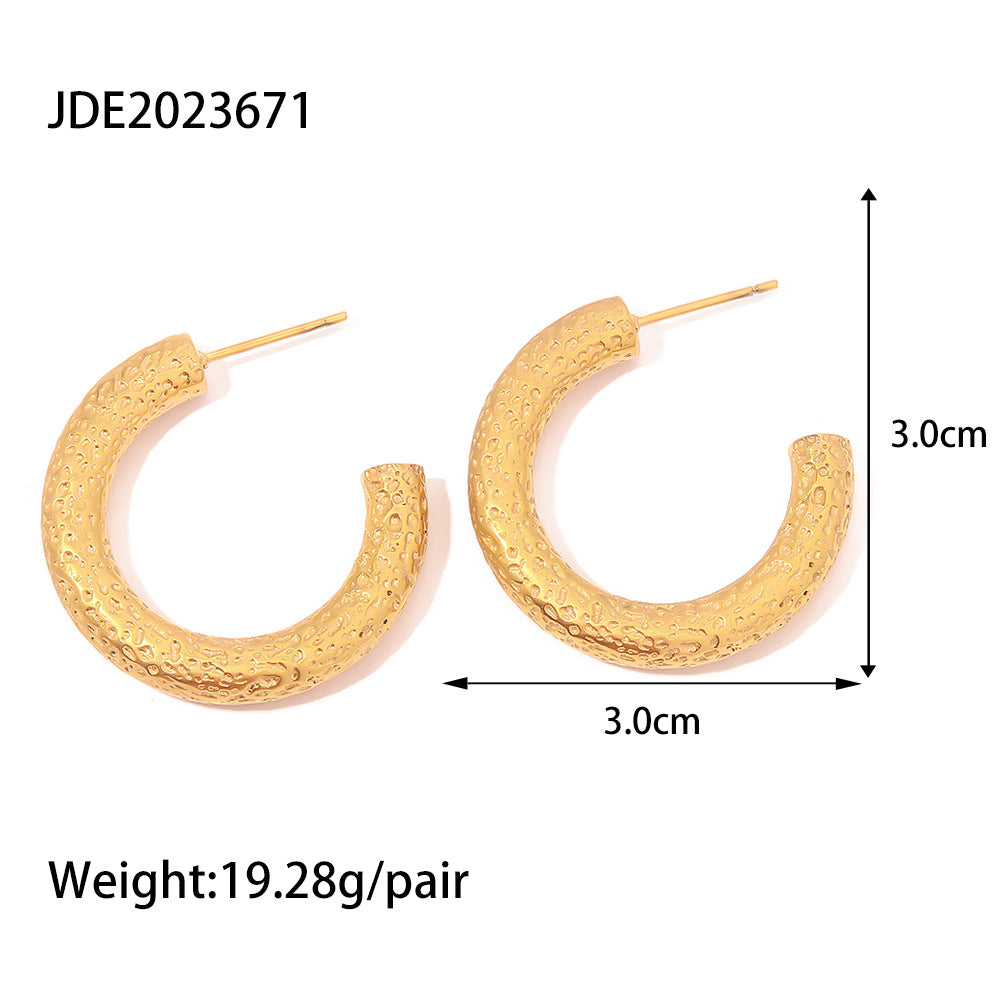 5pcs Accessories 18K Gold Plated C-Shaped Stainless Steel Earrings New Fashion All-In-One Earrings
