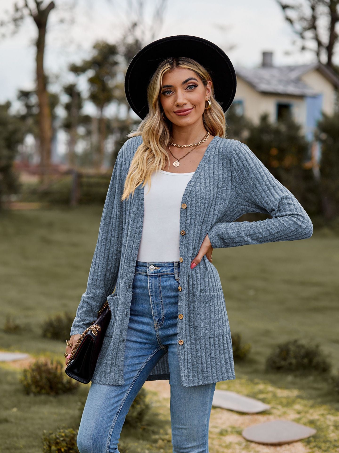 New Fall New Women's Women's Ground Wool Pit Strip Solid Color Long Sleeve Women Cardigan Coat