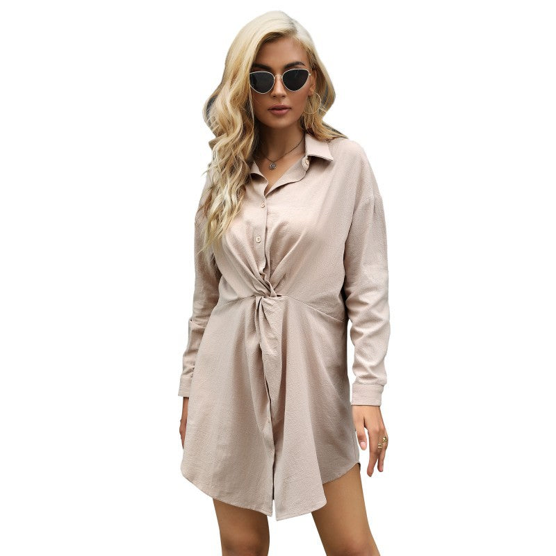 Fashion Women's Shirt Lapel Long-Sleeved Pullover Dress Spring And Autumn