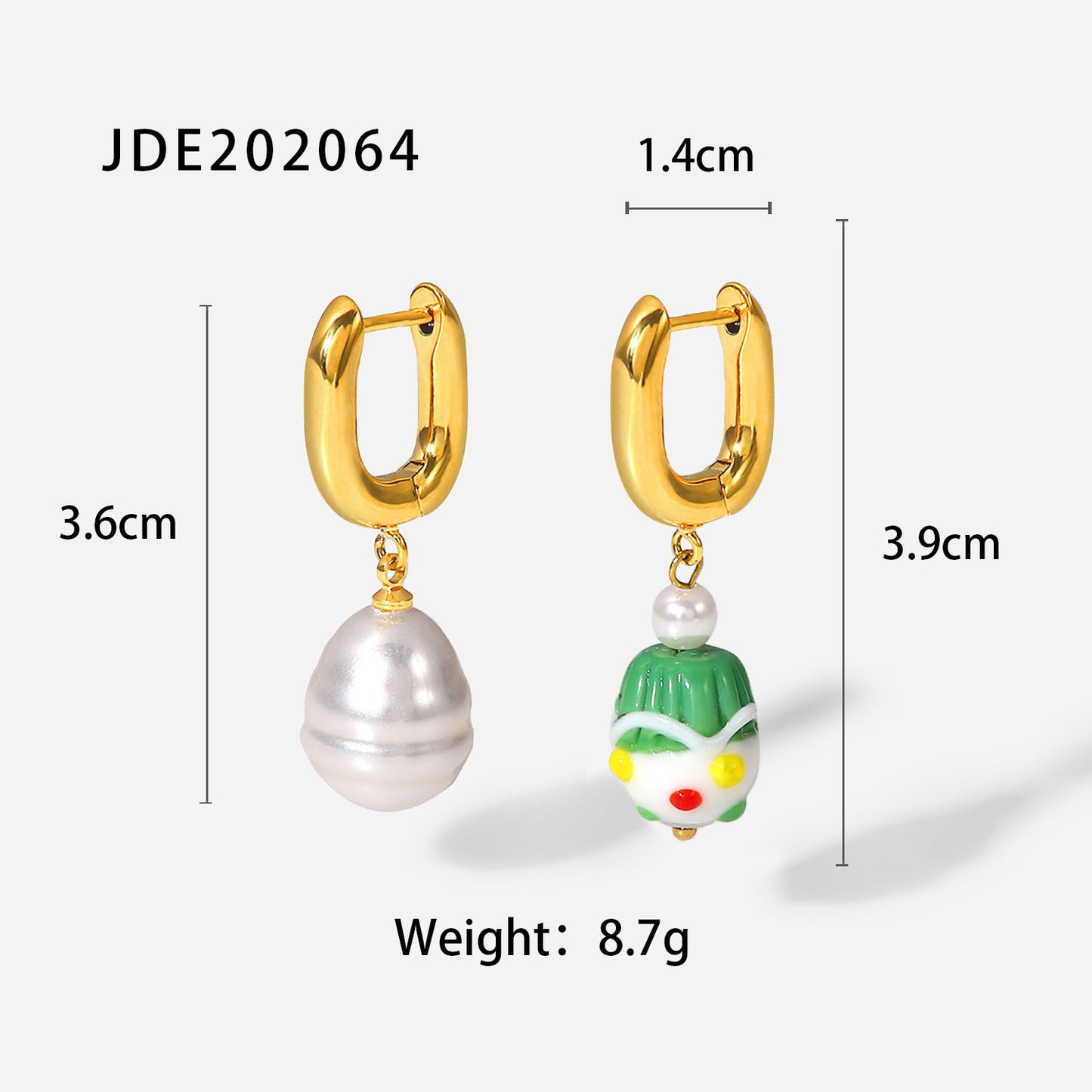 5pcs New Fashion Style 18K Gold Stainless Steel Earrings Pearl Earrings Love Pendant Earrings Women's Accessories