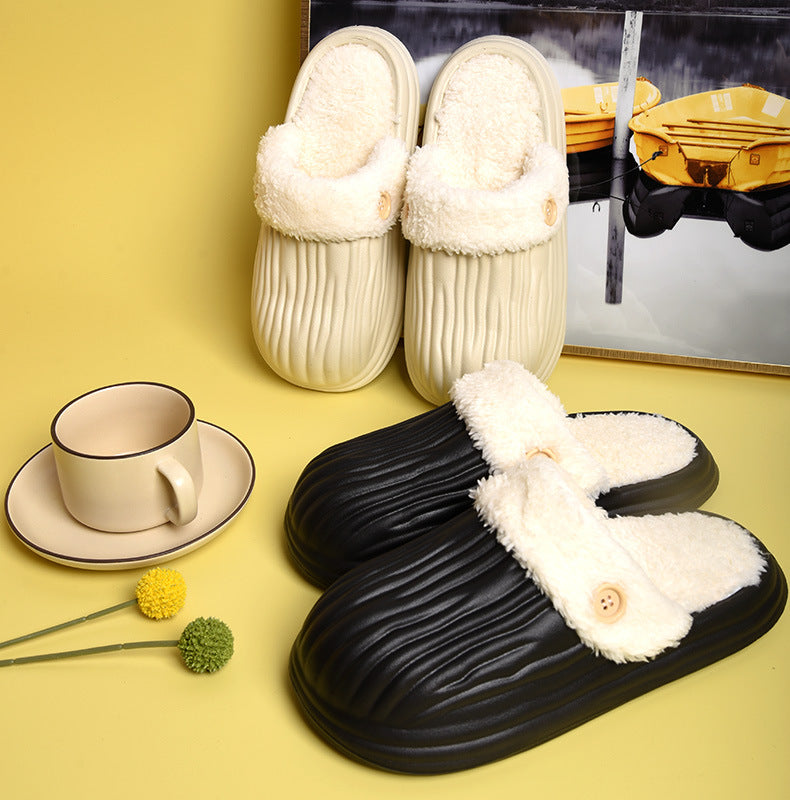Detachable Cotton Slippers Waterproof Non-Slip Outside Wear Female Eva Winter Step On Shit Feeling Home Indoor Couple Warm Slippers