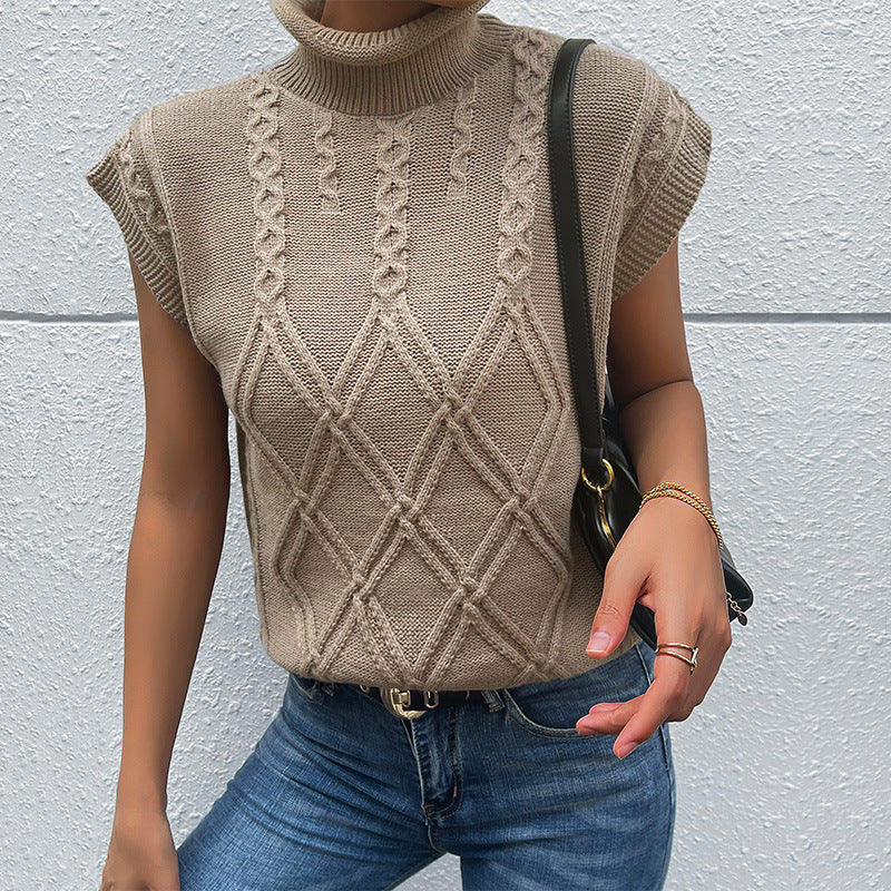 New Early Autumn Fashion Women's Solid Color Twist Sleeveless Vest Sweater