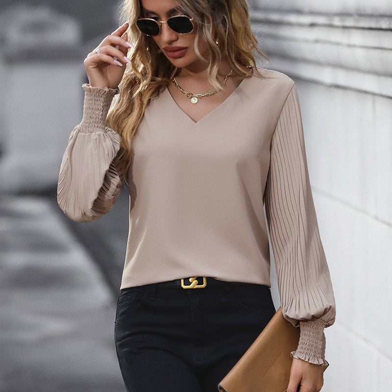 New Autumn New Women's Long-Sleeved Solid Color Shirt Women