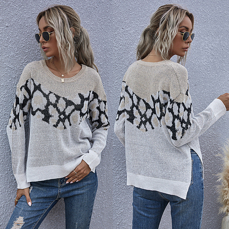 Women's Autumn Top Zebra-Print Long-Sleeved Fashion Loose Sweater Female Autumn