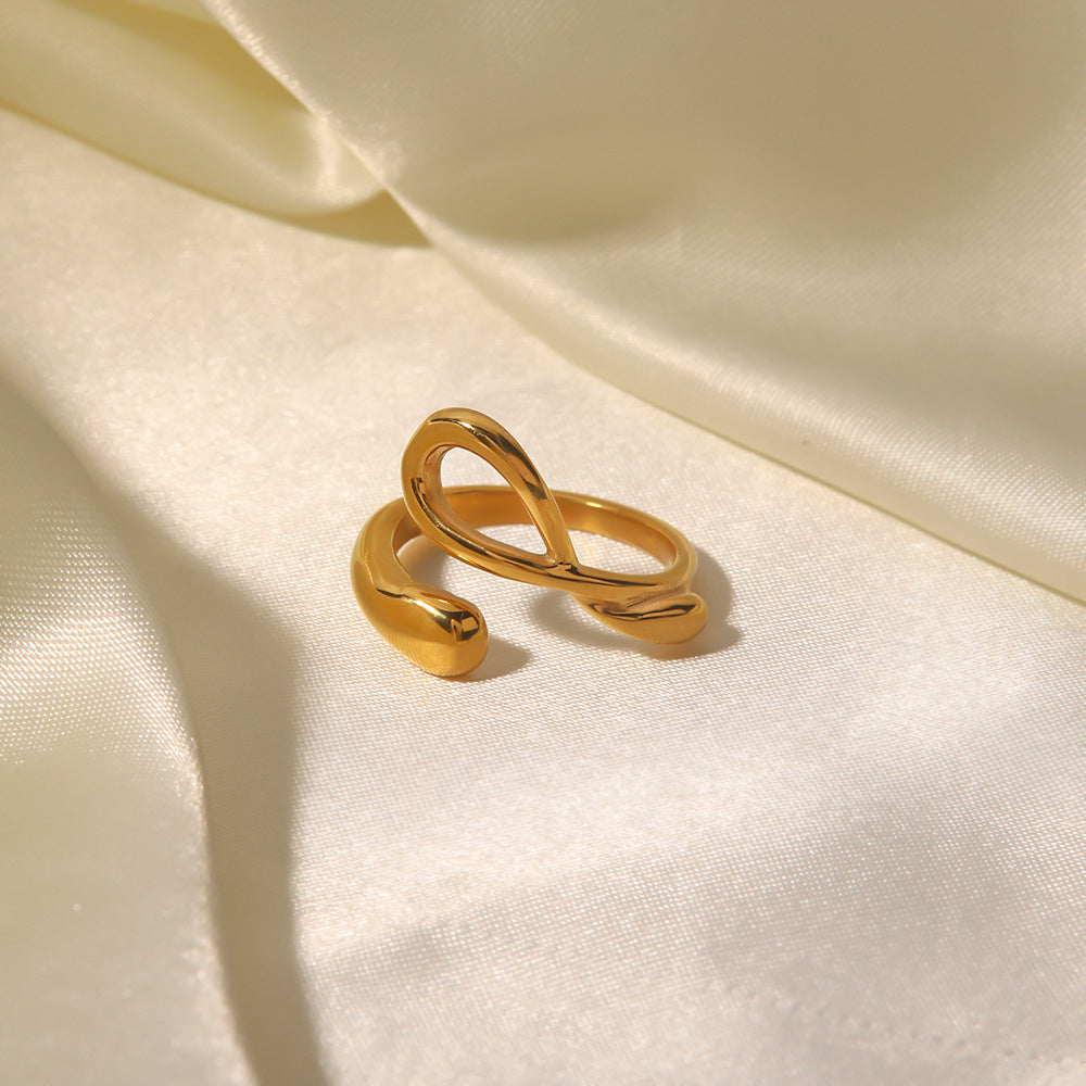 5pcs Niche Minimalist Cross Geometric Opening Ring Women's New Fashion Light Luxury Ring
