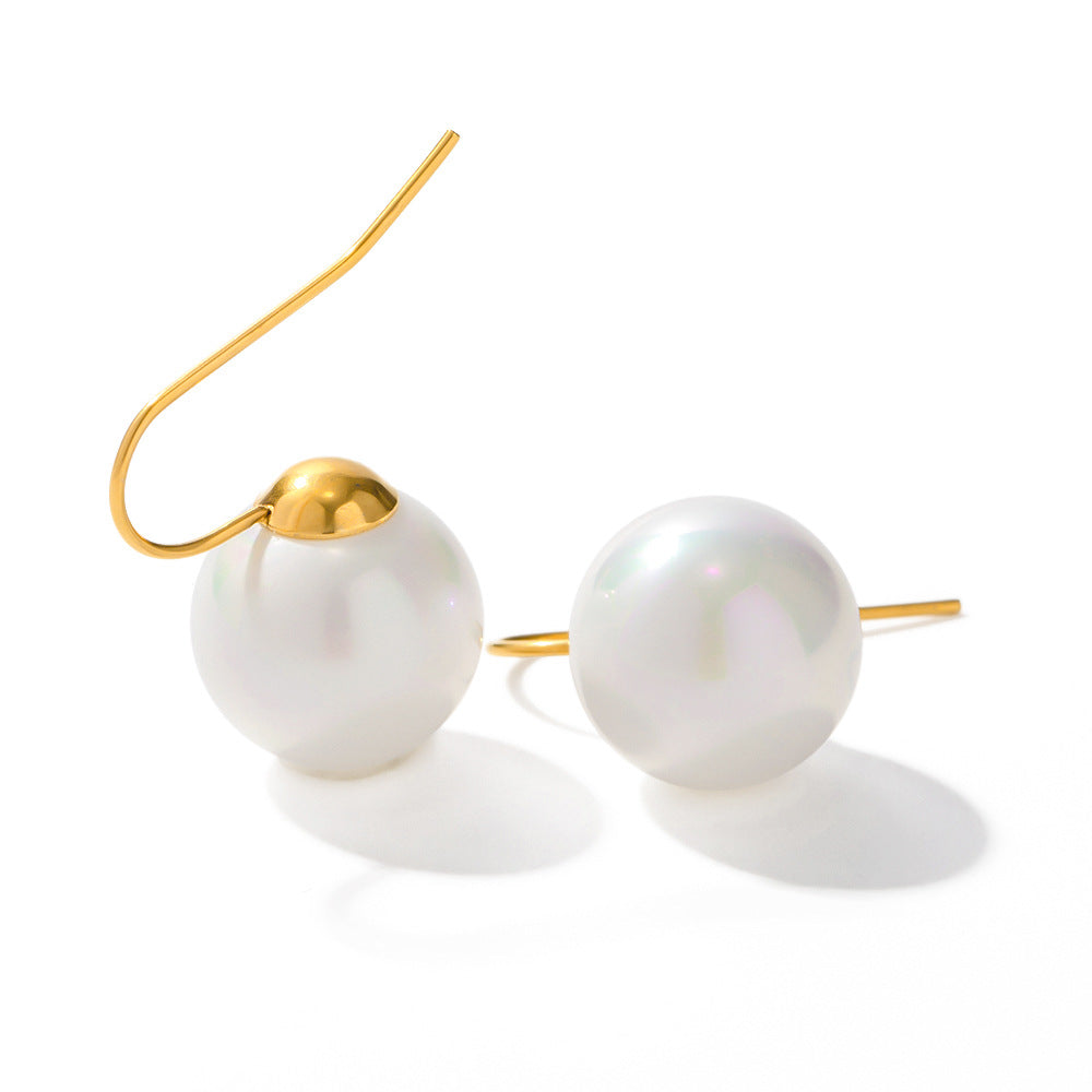 5pcs New Elegant Style 118K Gold Stainless Steel Magic Pearl Earrings Fashion Simple Earrings For Women