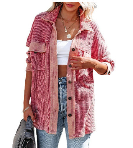 Fall/Winter Street Hipster Lapel One-Row Women's Coat Knitwear