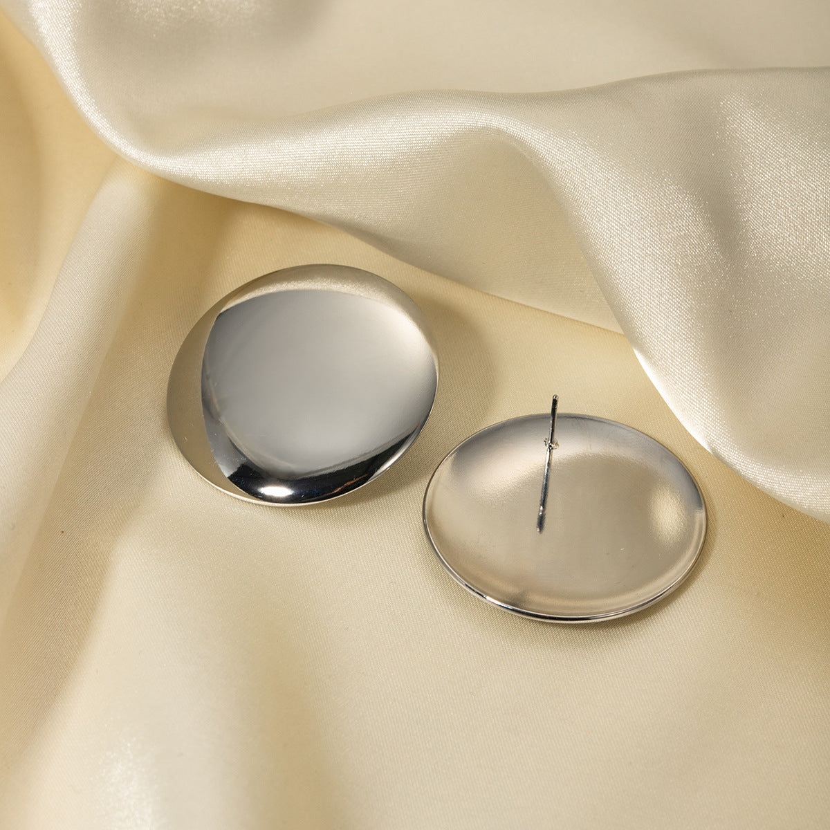 5pcs 18K Gold Stainless Steel Smooth Disc Titanium Steel Earrings High-Grade Non-Fading Jewelry