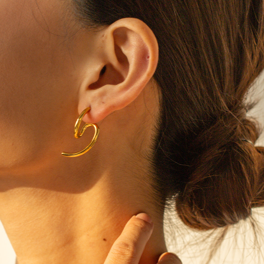 5pcs New Fashion 18K Gold Plated Stainless Steel Jewelry Earrings Exquisite Dull Surface Shaped Earrings Women's Jewelry
