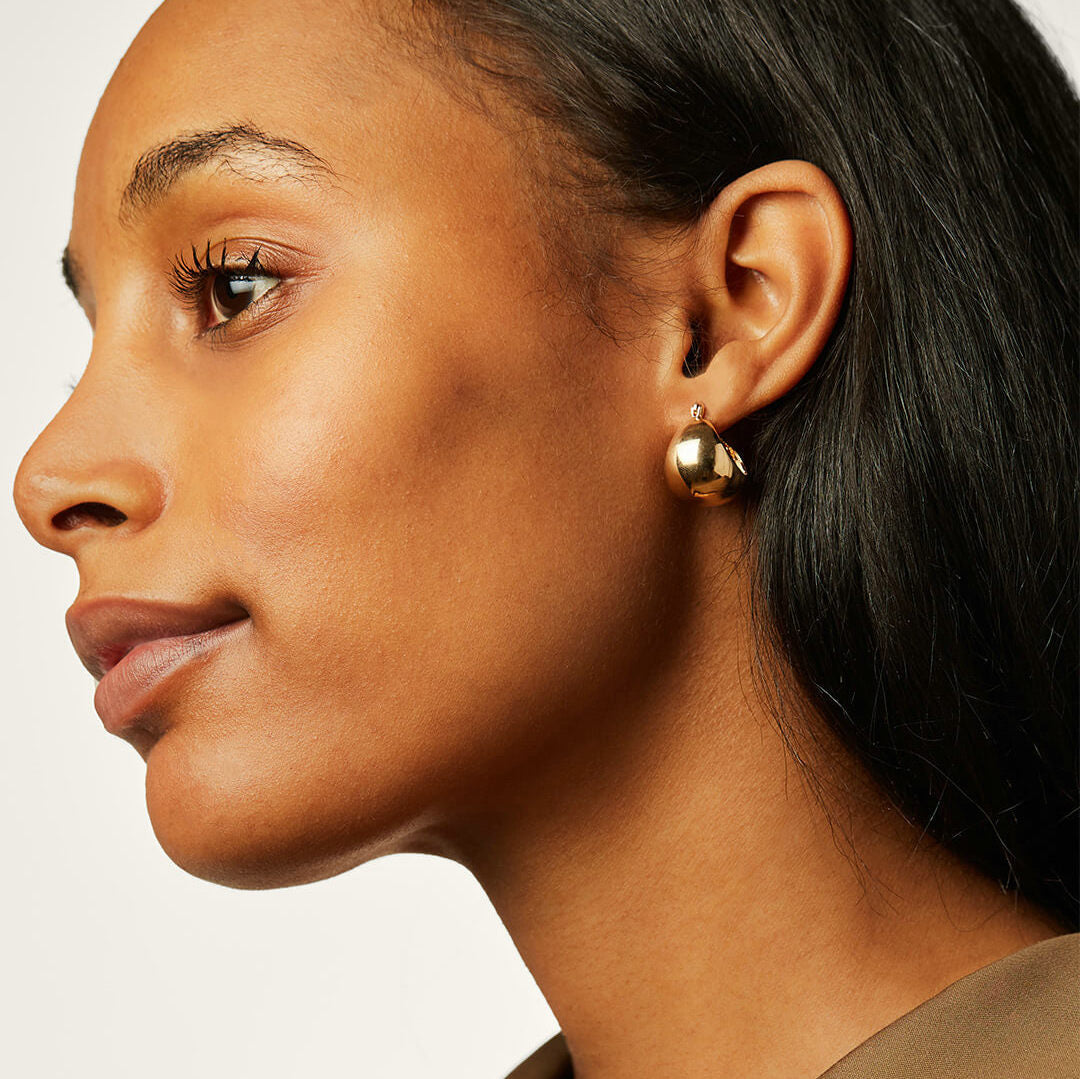 5pcs Cold Earrings Titanium Steel Stereosphere 18K Gold Plated 316L Stainless Steel Earrings For Women