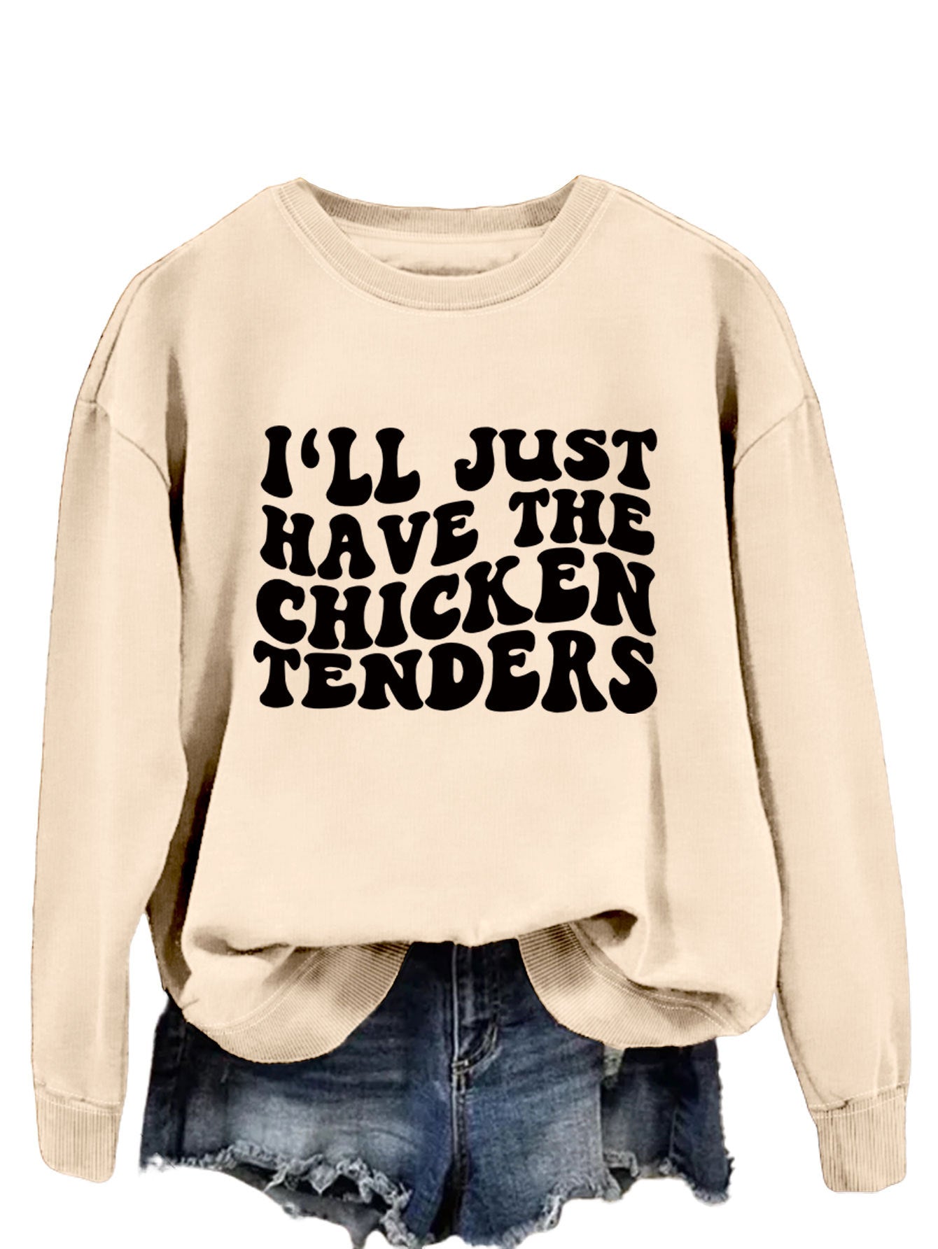 I'LL Just Have The Chicken. Women's Crew-Neck Long-Sleeved Loose-Fitting Hoodie