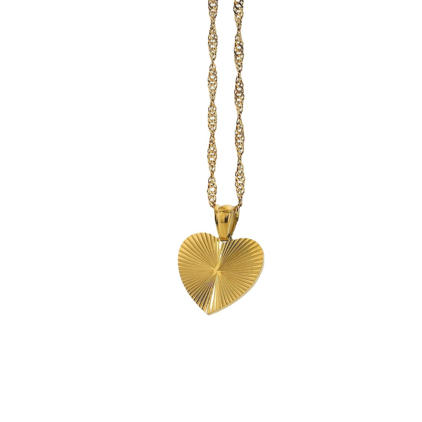 5pcs Simple Retro Inspired Love Necklace Women's 18K Gold Vacuum Electroplated Stainless Steel Heart Necklace Pendant
