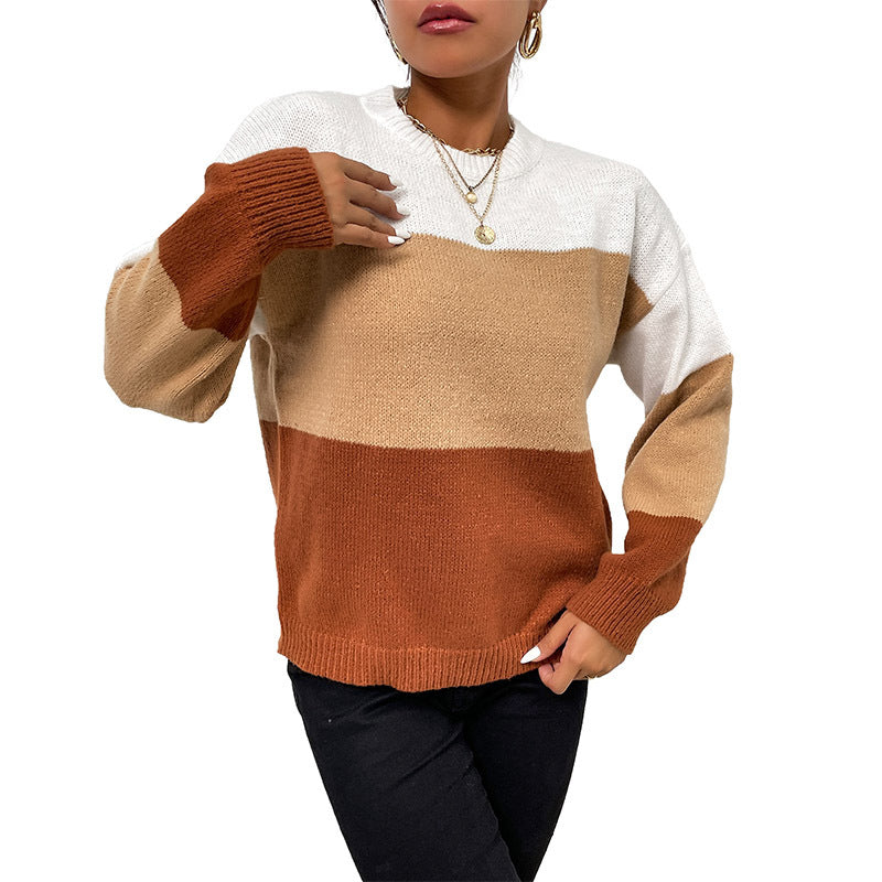 New Autumn Casual Women's Loose Color Long-Sleeved Pullover Sweater