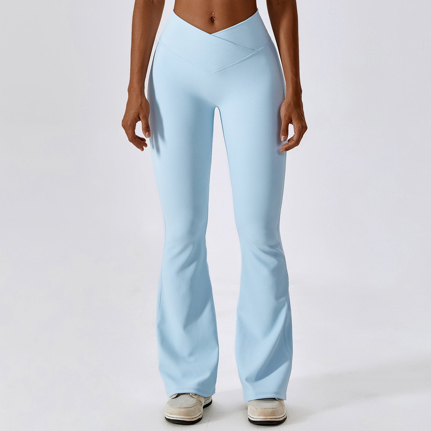 Cross High Waist Yoga Flare Pants Women Dance Sports Wide Leg Pants Casual Hip Lift Fitness Micro Cropped Pants