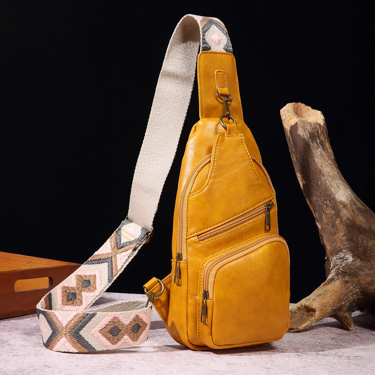 Retro Casual Fashion Breast Bag Solid Color Crossbody Bag For Women Bohemian Style Fanny Pack