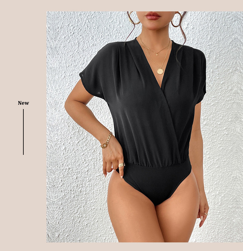 Summer New Fashion Women's Black Short Sleeve Style Onesie
