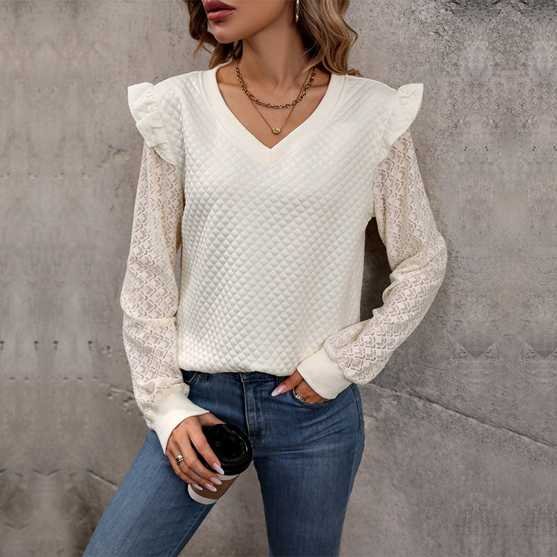 Autumn New Women's Long Sleeve Solid Color Knitted Top Female Autumn