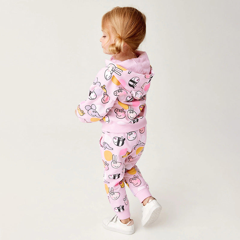 Girls Hoodie Set Autumn Casual Long-Sleeved Children's Set Pure Cotton Two-Piece Set