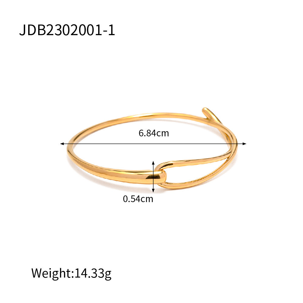 5pcs Fashion Style Design Simple 18K Gold Stainless Steel Bracelet Hand Jewelry Electroplated Women's Hand Jewelry