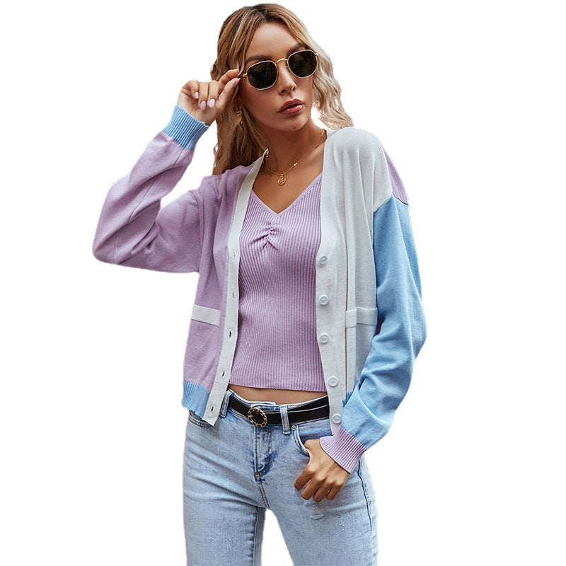Autumn Chic: Women's Long Sleeve Color Sweater Cardigan Short Coat