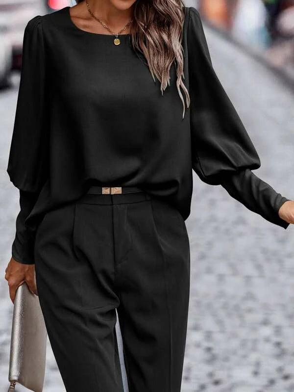 Women's T-Shirt Long Sleeve Button Solid Color Casual Top