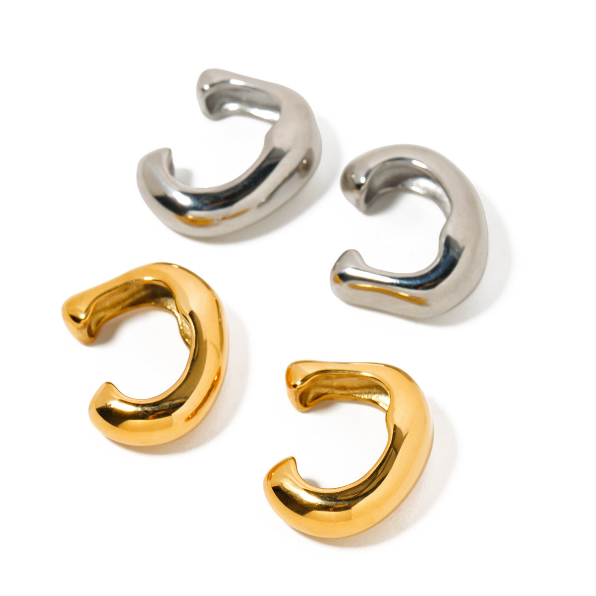 5pcs New 18K Gold Stainless Steel Stud Earrings Stainless Steel Jewelry Fashion Personality Accessories For Women