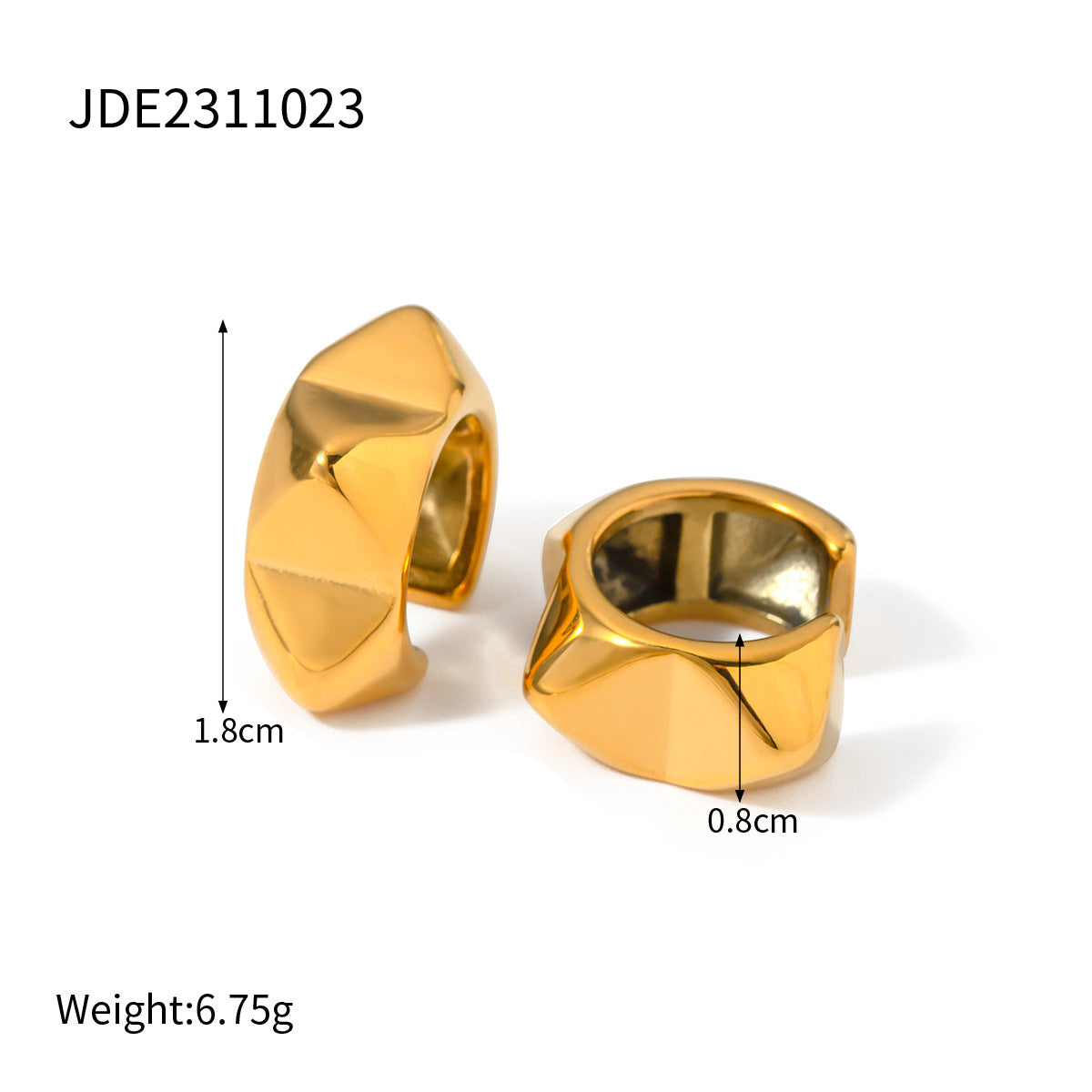 5pcs New 18K Gold Stainless Steel Stud Earrings Stainless Steel Jewelry Fashion Personality Accessories For Women