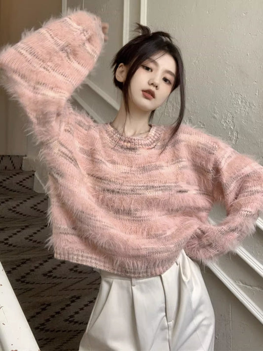 Soft Waxy Sweater Day Lazy Retro Thick Knitwear Chic Early Spring Coat Female Spring Autumn New Women's Wear