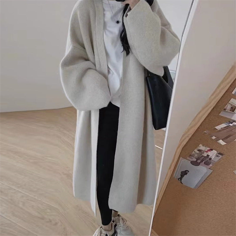 Sweater Coat Women Senior Sense Retro Day Lazy Relaxed Mid-Long Autumn And Winter New Knit Cardigan
