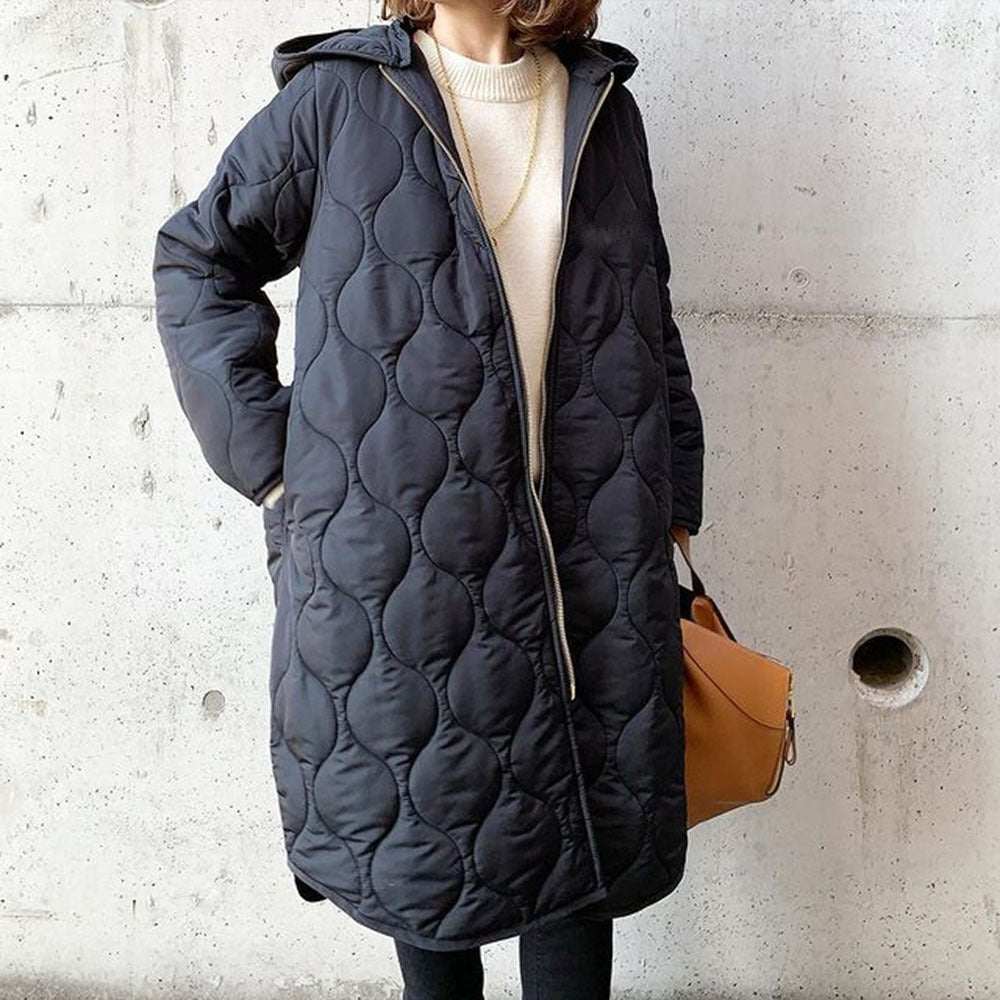 4 Color Women's Cotton-Padded Coat Autumn And Winter New Diamond-Shaped Lattice With Hat Cotton-Padded Coat Blouse