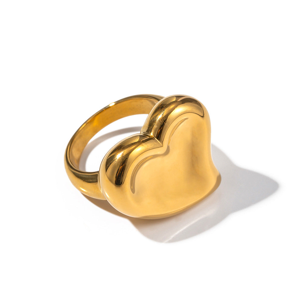 5pcs 18K Gold Stainless Steel Exaggerated Love Ring Fashion High-Grade Non-Fading Jewelry