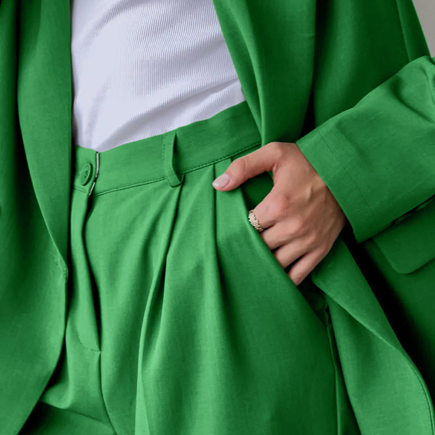 Autumn And Winter New Casual Fashion Suit High-Waisted Straight-Leg Trousers Two-Piece Suit For Women