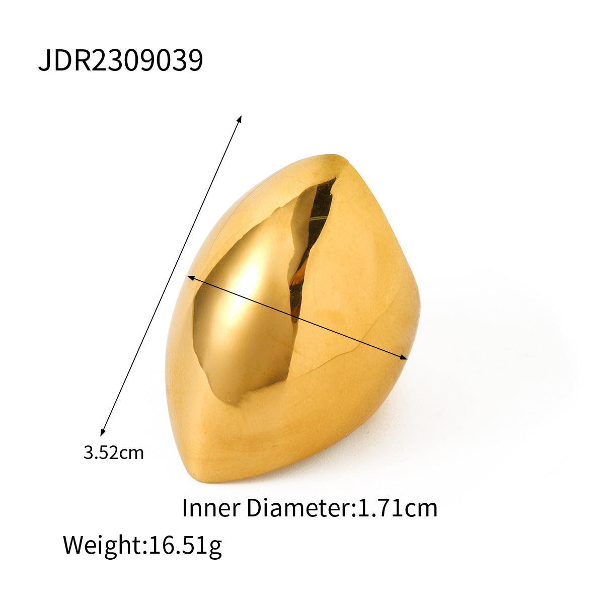 5pcs Tide Cold Titanium Steel 18K Gold Stainless Steel Chubby Oval Ring Female Niche Design