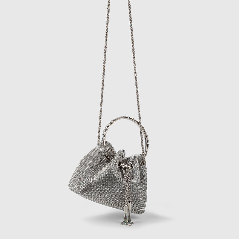 Diamond Bag Female Summer Full Diamond Bucket Bag New Diamond Fringed Hand Bag High Quality Crossbody Handbag