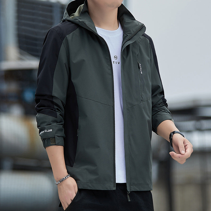 Men's New Fall Outdoor Men's Coat Detachable Hooded Waterproof Windstorm Jacket Men's Trench Coat