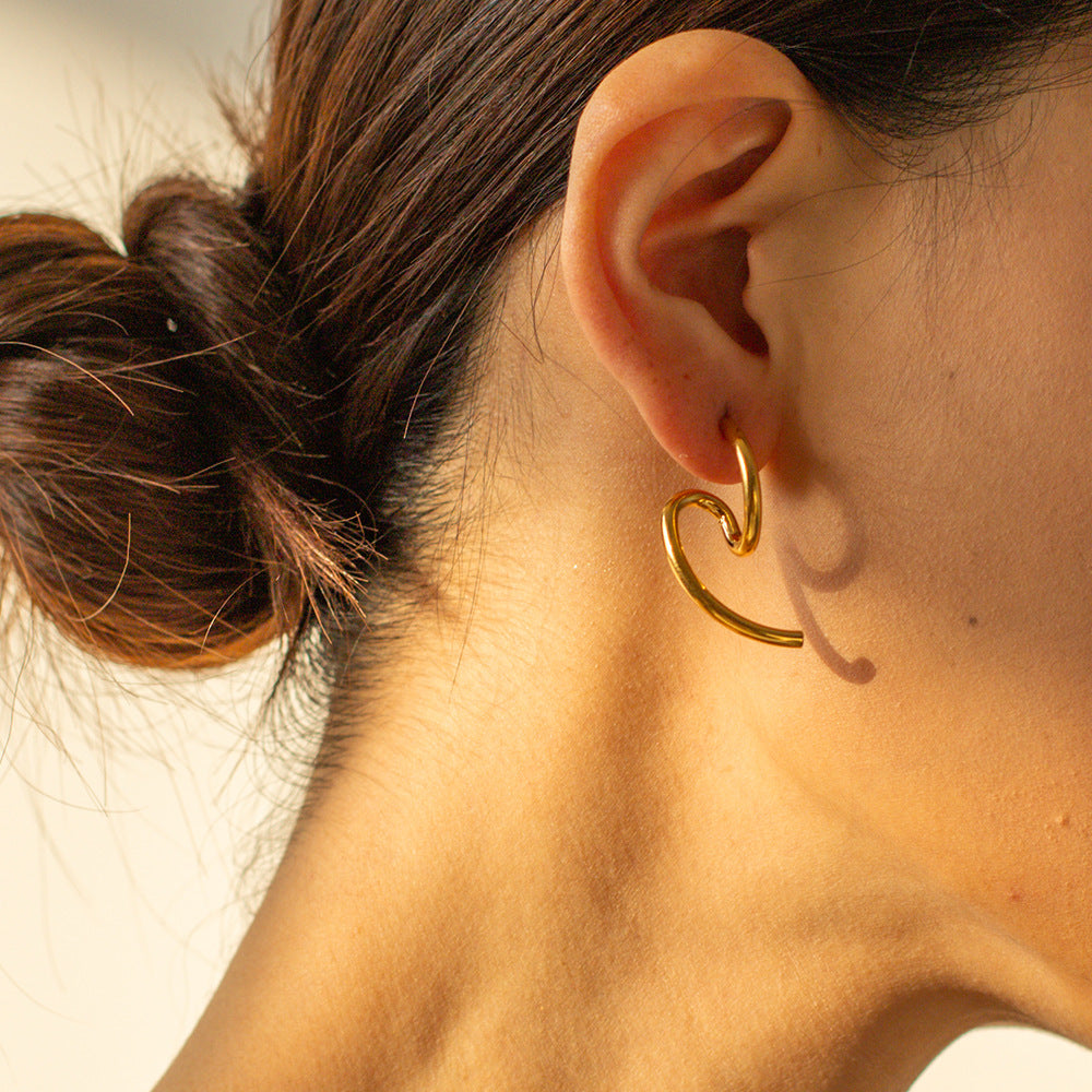 5pcs New Fashion 18K Gold Plated Stainless Steel Jewelry Earrings Exquisite Dull Surface Shaped Earrings Women's Jewelry