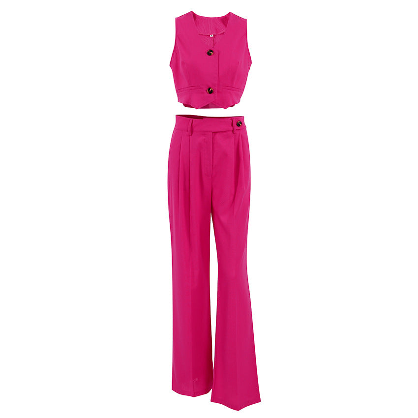 Wind Spring And Summer New Leisure Temperament Commute Solid Color Slim Fashion Cotton Linen Suit Vest Woman