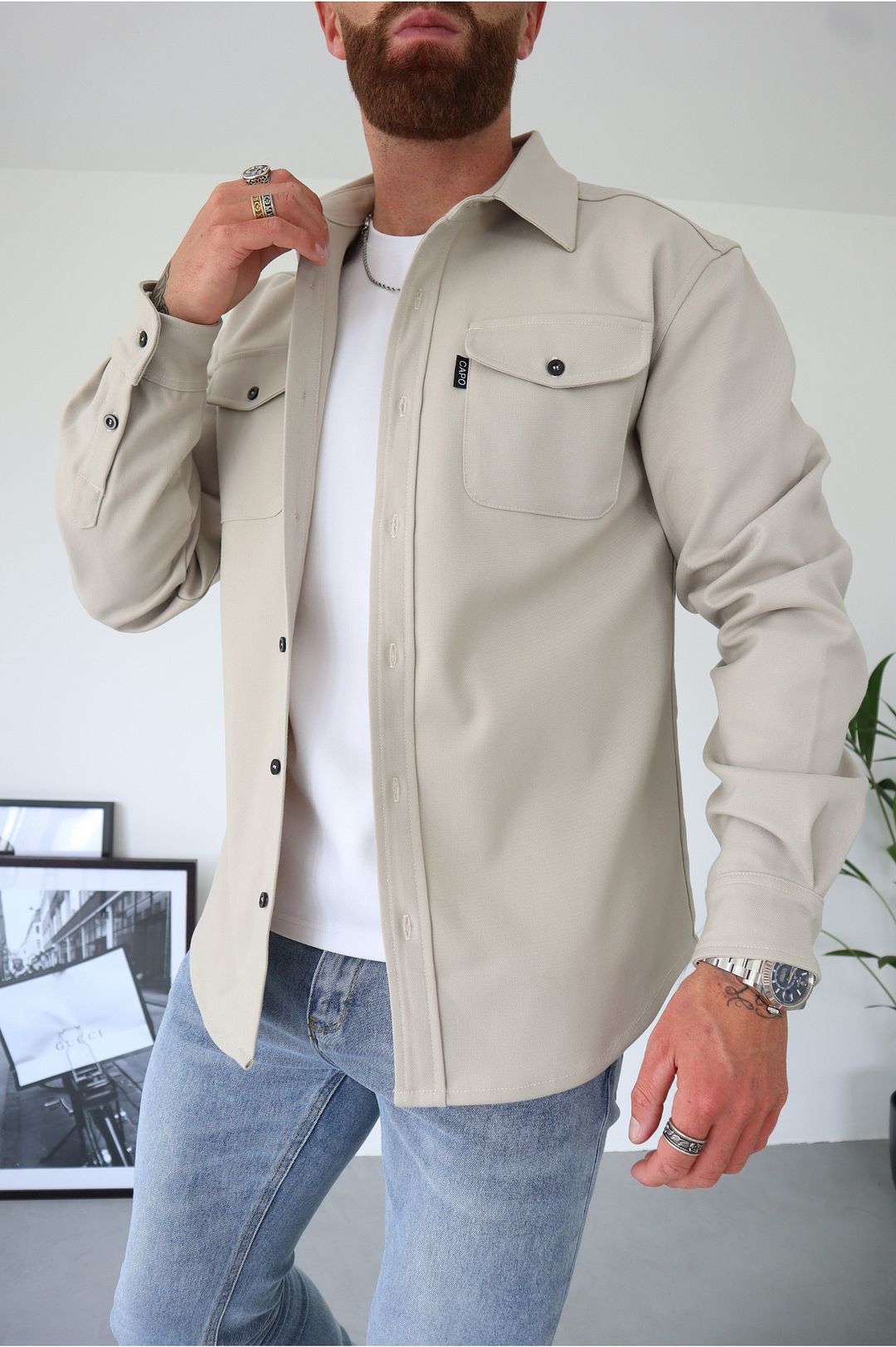 Autumn And Winter New Men's Youth Casual Men's Shirt Spot Grinding