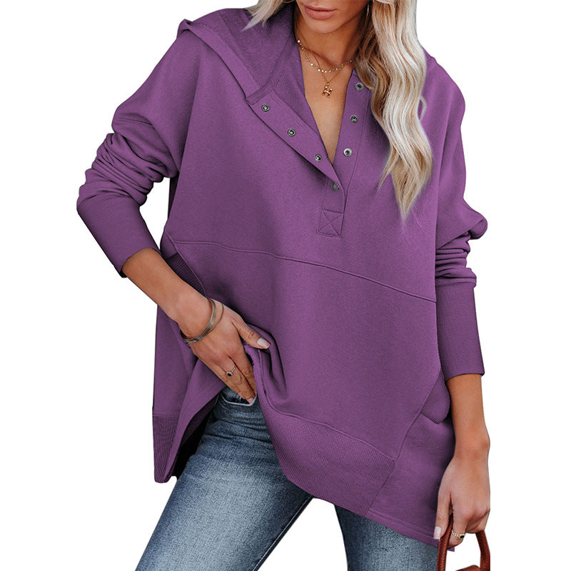 Autumn And Winter New Threaded Combination Continuous Hoodie Women Casual Solid Color Loose Pullover Long Sleeve Undershirt Woman