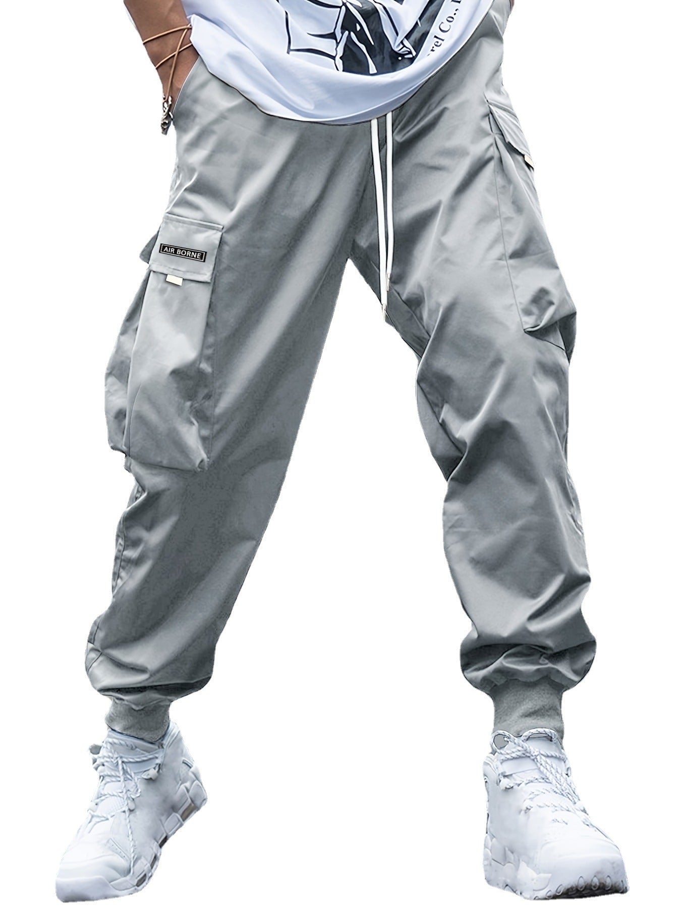 Large Size Overalls Spring Japanese Fashion Men's Casual Pants Multi-Pocket Youth Trend Loose Bundle Feet