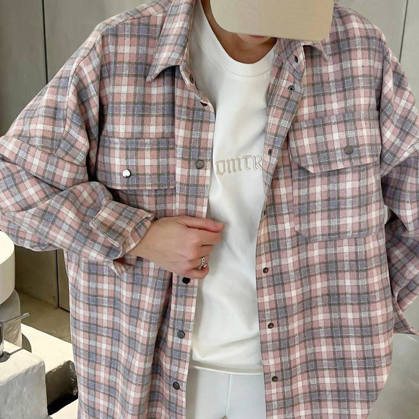 Fall Women's American College Print Shirt Jacket Women's Loose Trend Pocket Cargo Lapel Jacket