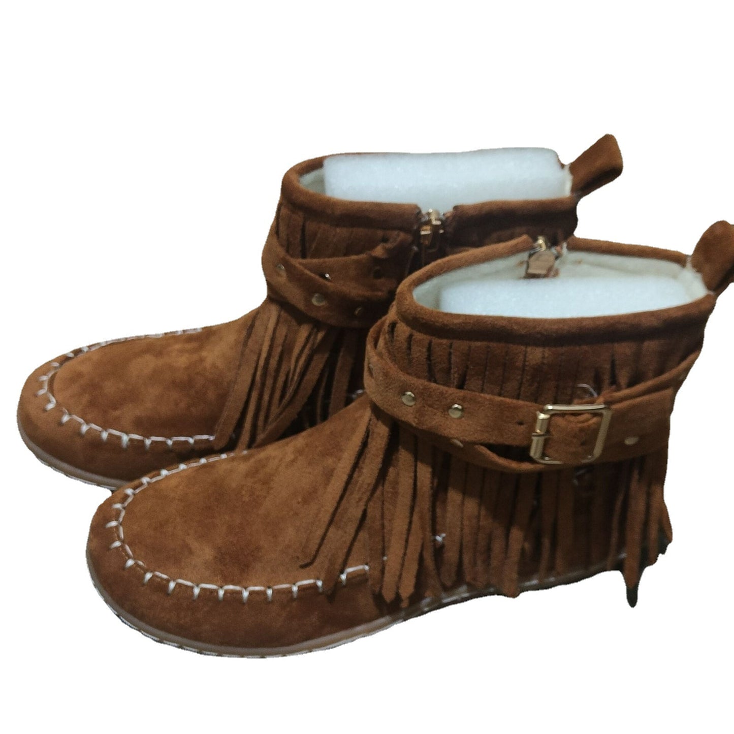 Autumn And Winter Ankle Boots Tassel Boots Women Flat Buckle Martin Boots Retro Knight Boots Horse Machine