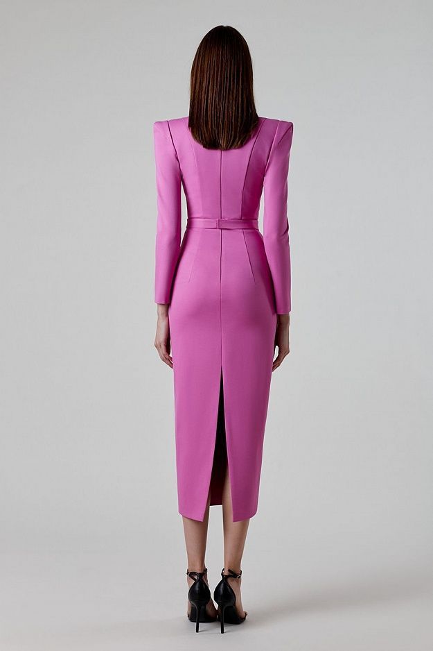 Fashion Shoulder Pads Sexy Low Cut Waist Bright Dress Elegant Temperament Bandage Dress