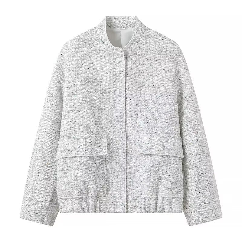 Autumn Women's New Beaded Small Stand Collar Jacket