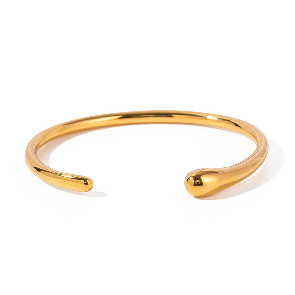 5pcs Light Luxury High-Grade Sense Temperament Titanium Steel Opening Niche Design 18K Gold Stainless Steel Simple Opening Bracelet Hand Jewelry